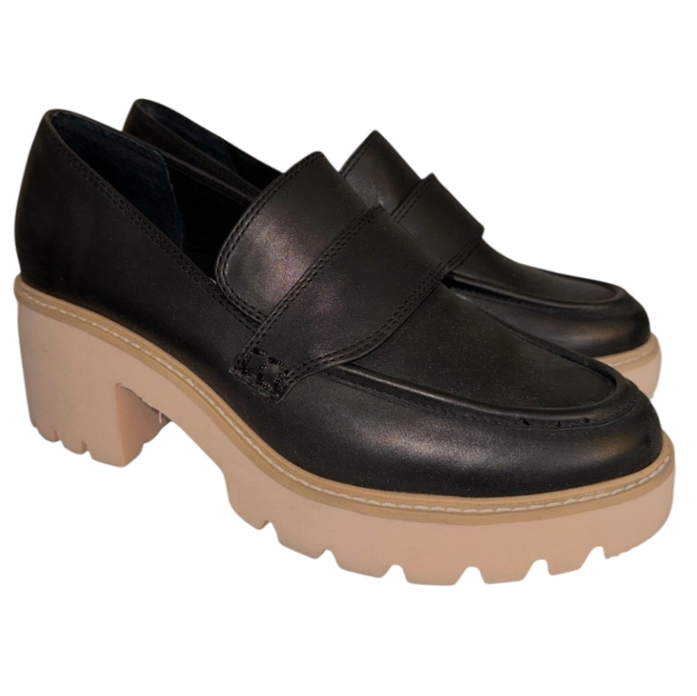 Dolce Vita Halona Chunky Lug-Sole Loafer Pumps in Black 8.5